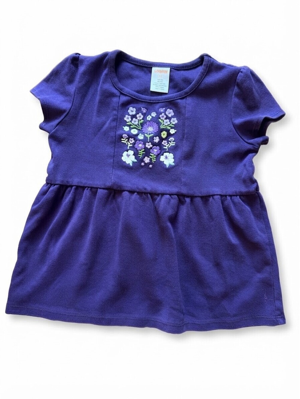 Gymboree Girls' Whooo’s Cute Purple Floral Embroidered Cotton Top, Size 5T